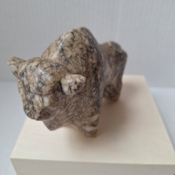 USSR Polished Marble Stone Buffalo Sculpture Modernist Russia 4x6" - Picture 2 of 6